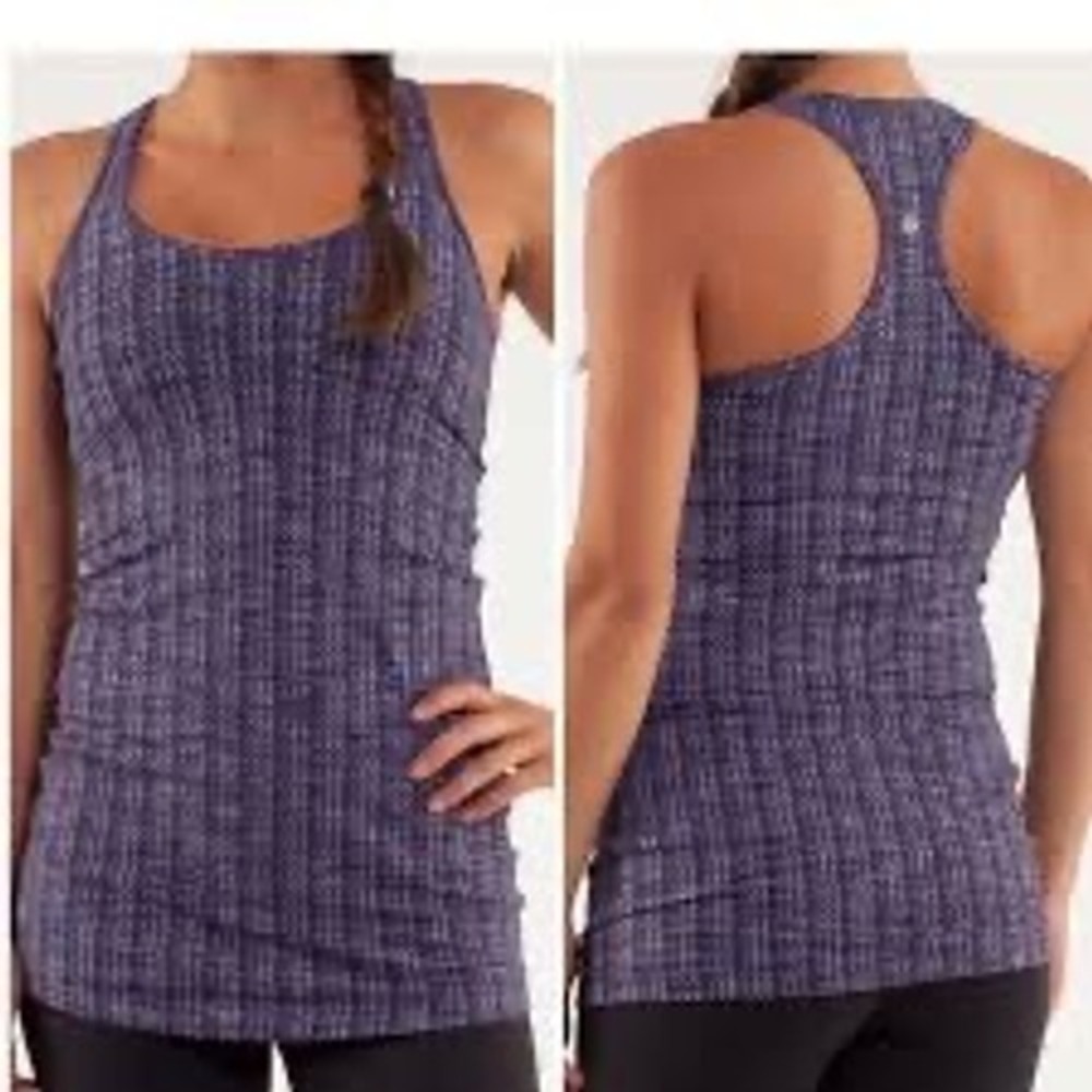 Lululemon Cool Racerback Tank Top Womens Size 6 Purple Space Dye Excellent Yoga